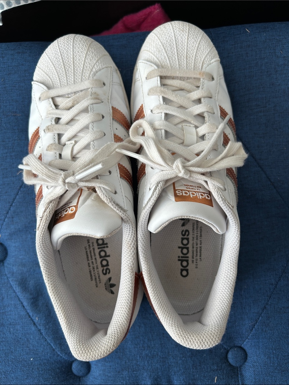 adidas superstar White Sneakers with copper Stripes